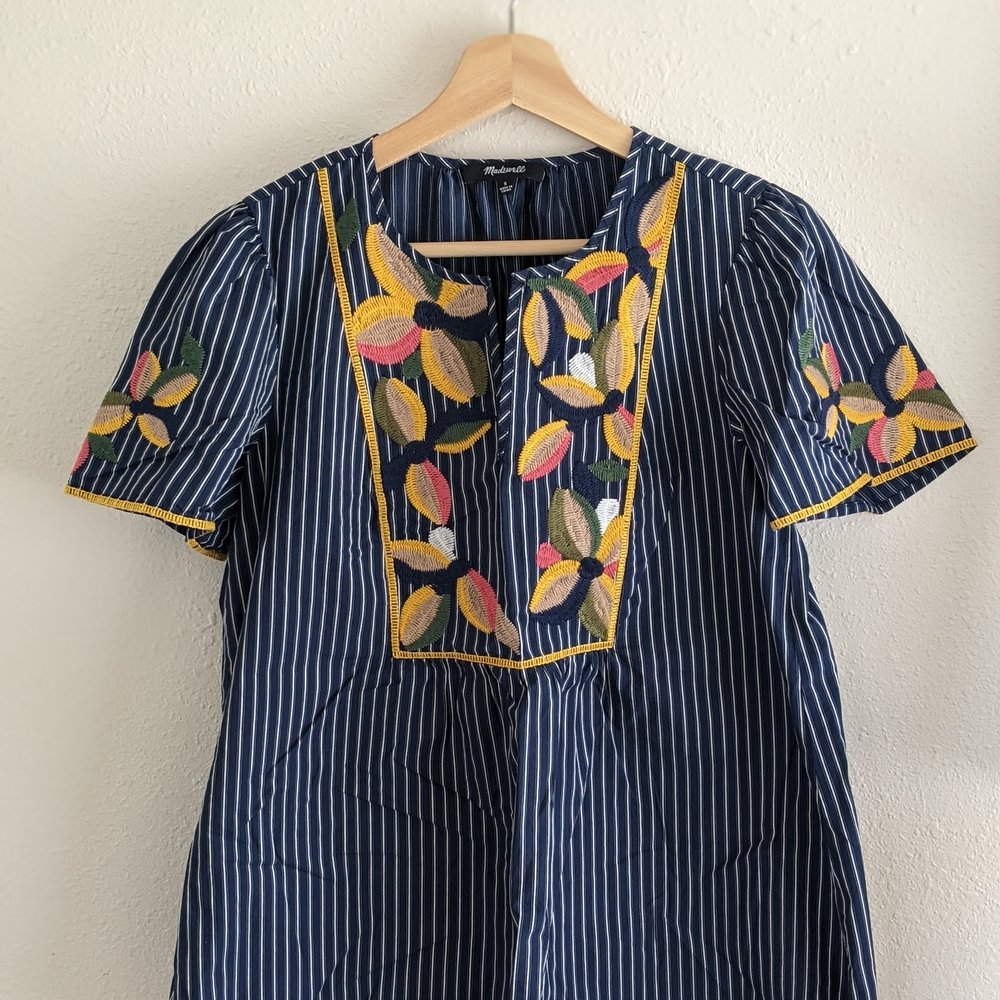 Madewell Navy Embroidered Fable Top - Sz S
